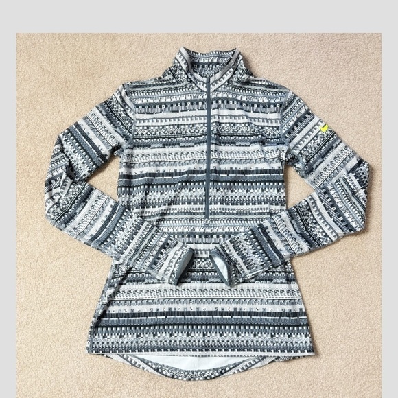 Nike Pro Hyperwarm 1/2 Zip Pullover Top Warm Brushed Fleece Interior Grey Black - Picture 13 of 13